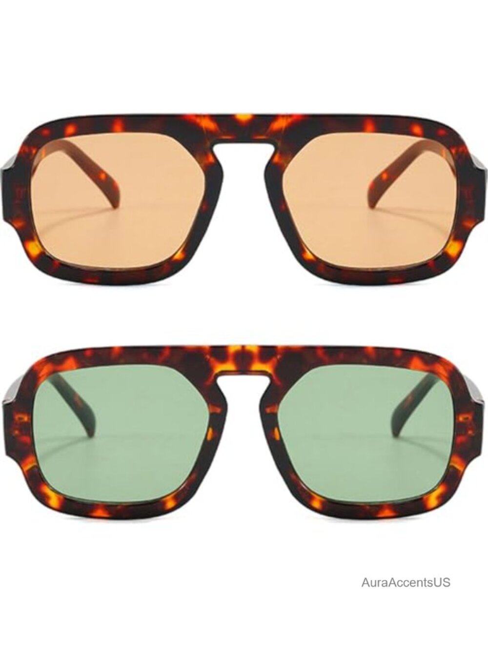 Hexagon Aviator Sunglasses Flat Top Geometric UV400 Retro Unisex Eyewear